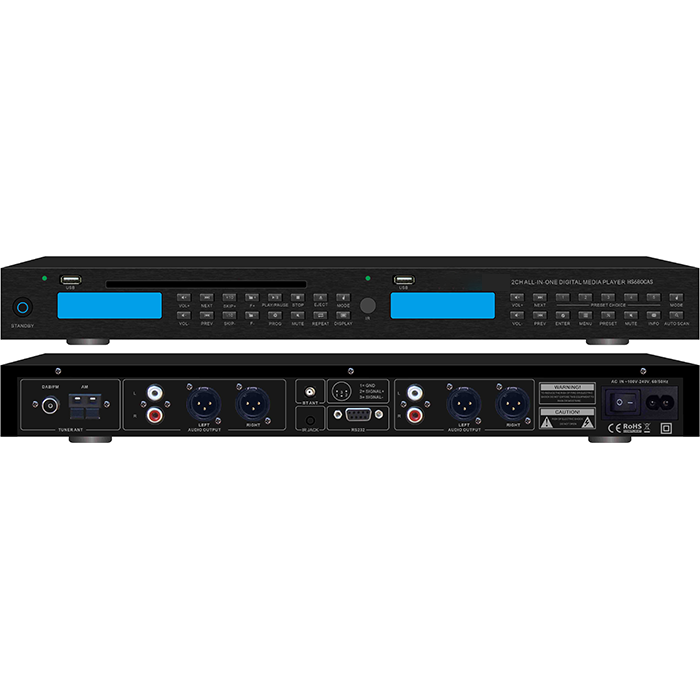 ZGR7306  CD、USBMP3、AM/FM收音、藍牙四合一雙通道播放器、帶RS232接口